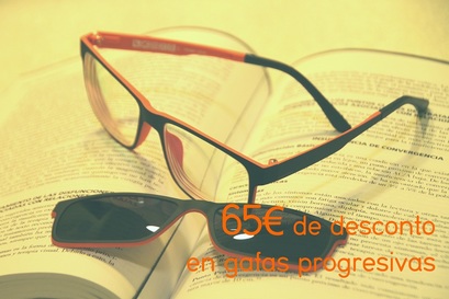 Sanluis óptico agasalla cun desconto directo de 65 € por compra de gafa con lente progresiva!